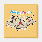 Purim hamantaschen gebak Sameach Oznei Haman Magneet (Voorkant)