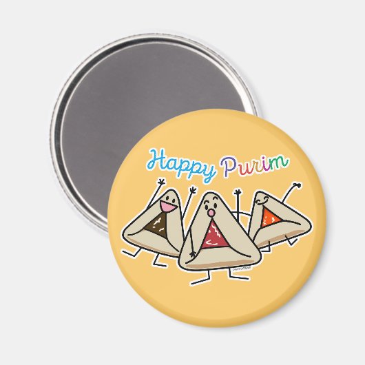 Purim hamantaschen gebak Sameach Oznei Haman Magneet (Voorkant / Achterkant)