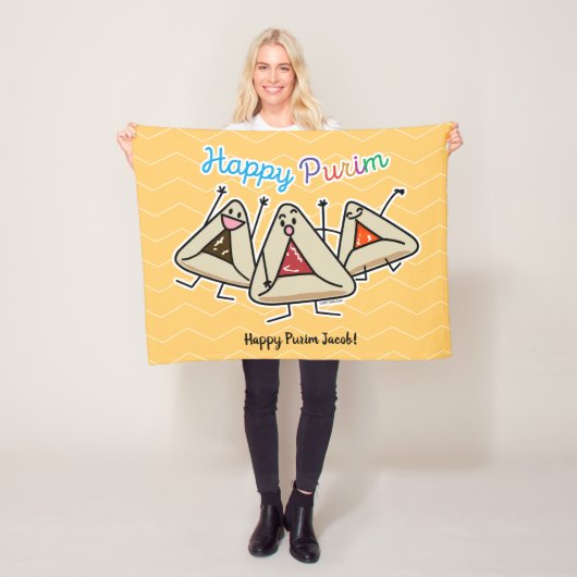 Purim hamantaschen gebakje Sameach Oznei Haman Fleece Deken (In situ)