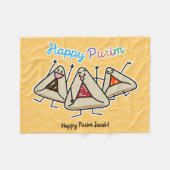 Purim hamantaschen gebakje Sameach Oznei Haman Fleece Deken (Voorkant (Horizontaal))