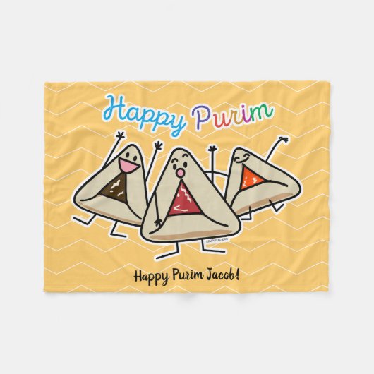 Purim hamantaschen gebakje Sameach Oznei Haman Fleece Deken (Voorkant (Horizontaal))