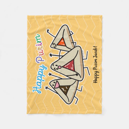 Purim hamantaschen gebakje Sameach Oznei Haman Fleece Deken (Voorkant)