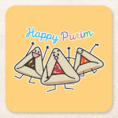 Purim hamantaschen gebakje Sameach Oznei Haman Kartonnen Onderzetters (Voorkant)