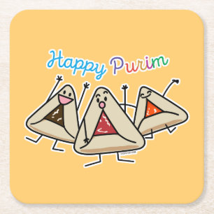 Purim hamantaschen gebakje Sameach Oznei Haman Kartonnen Onderzetters