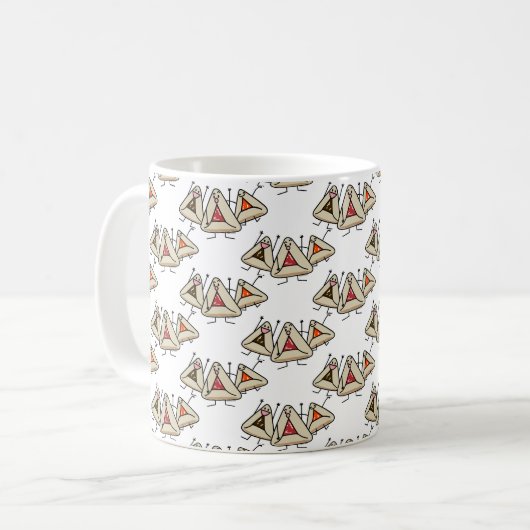 Purim hamantaschen gebakje Sameach Oznei Haman Koffiemok (Voorkant links)