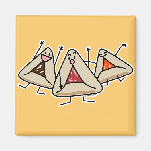 Purim hamantaschen gebakje Sameach Oznei Haman Magneet (Voorkant)