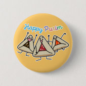 Purim hamantaschen gebakje Sameach Oznei Haman Ronde Button 5,7 Cm (Voorkant)