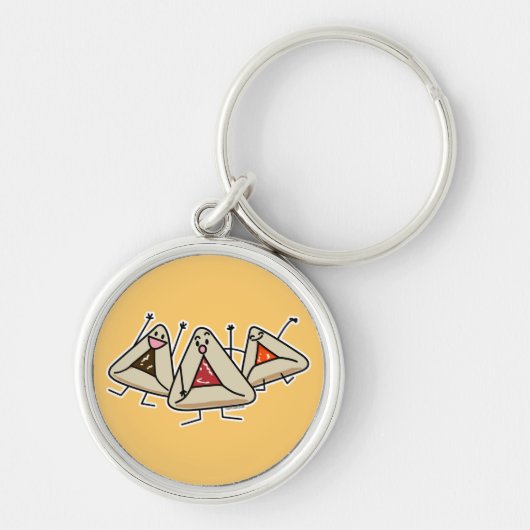 Purim hamantaschen gebakje Sameach Oznei Haman Sleutelhanger (Voorkant)