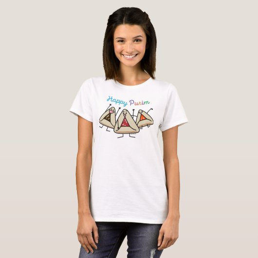 Purim hamantaschen gebakje Sameach Oznei Haman T-shirt (Voorkant volledig)