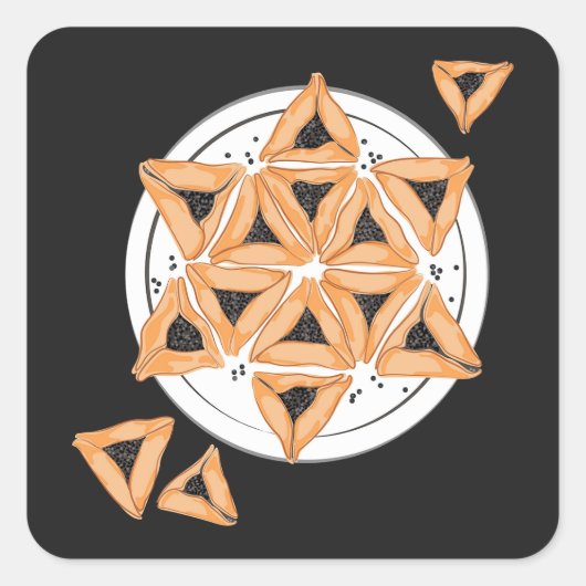 Purim Hamantash Hamantaschen Jewish Star Vierkante Sticker (Voorkant)