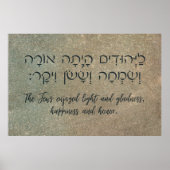 Purim Hebrew Book of Esther Quote Judaica Art Poster (Voorkant)