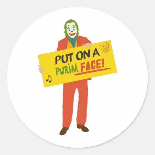 Purim Joker Ronde Sticker (Voorkant)