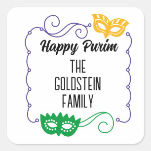 Purim-masker verkleedkostuum Mishloach Manot Vierkante Sticker