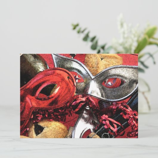 Purim Maskers & Hamentashen Uitnodiging (Staand voorkant)