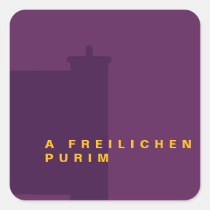 Purim Megillah Silhouette Mishloach Manot Vierkante Sticker