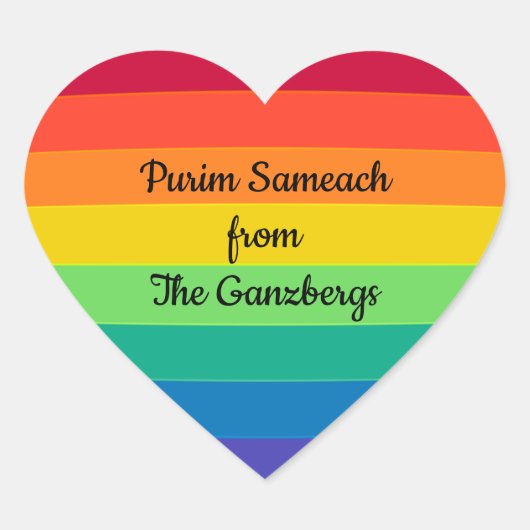 Purim Mishloach Manos Shalach Manot Hart Sticker (Voorkant)