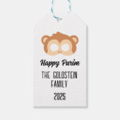 Purim monkey masker gemaskerd kostuum cadeaulabel (Voorkant)