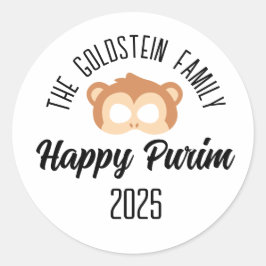 Purim monkey masker gemaskerd kostuum ronde sticker