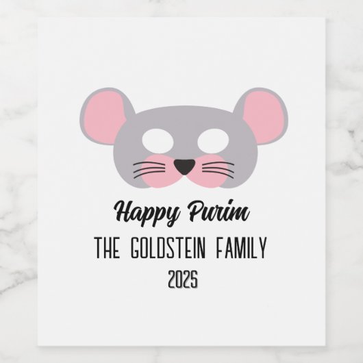 Purim muismasker gemaskerd kostuum wijn etiket (Enkel label)