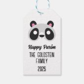 Purim panda beer maskerade kostuum cadeaulabel (Achterkant)