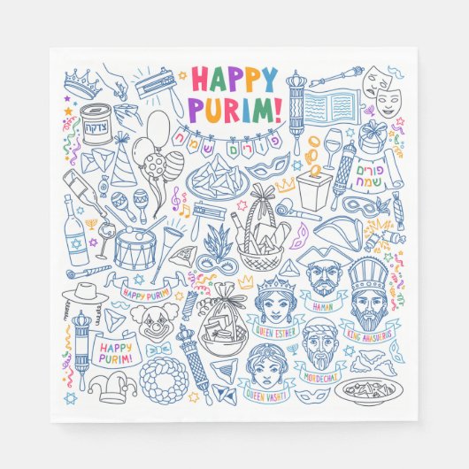 Purim Party Napkins - Festive Jewish Design Servet (Voorkant)