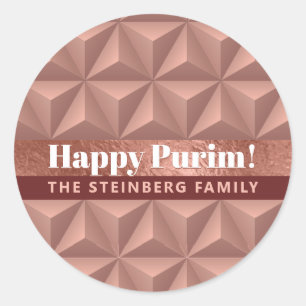Purim Roos Gold Luxury Pattern Round Sticker. Ronde Sticker