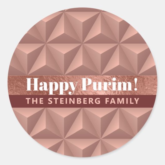 Purim Roos Gold Luxury Pattern Round Sticker. Ronde Sticker (Voorkant)