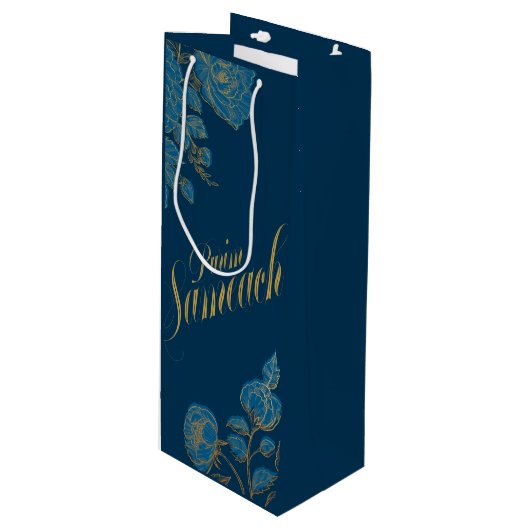 Purim Sameach wijn cadeau tas voor mishloach manot Wijn Cadeautas (Voorkant Gekanteld)