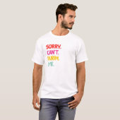 Purim Sorry kan geen grappige Hebreeuwse Joodse fe T-shirt (Voorkant volledig)
