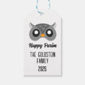 Purim uil masker gemaskerd kostuum cadeaulabel (Voorkant)