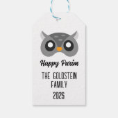 Purim uil masker gemaskerd kostuum cadeaulabel (Achterkant)