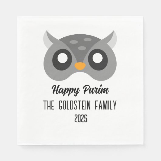 Purim uil masker gemaskerd kostuum servet (Voorkant)