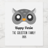 Purim uil masker gemaskerd kostuum wijn etiket (Enkel label)