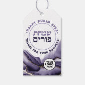 Purim Waterverf Agate Geode Corporate Logo Cadeaulabel (Voorkant)