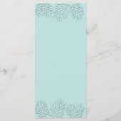 Purisblauw met romantische koraalkalligrafie menu (Achterkant)