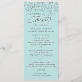 Purisblauw met romantische koraalkalligrafie menu