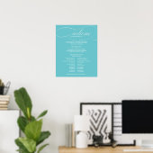 Purist Blau Huwelijksceremonie Programma Bord Poster (Thuiskantoor)
