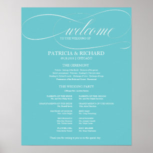 Purist Blau Huwelijksceremonie Programma Bord Poster