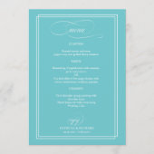 Purist Blauw Elegant Bruiloft Menu (Voorkant)
