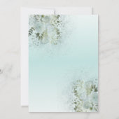 Purist blauw romantische bloemen goud kalligrafie kaart (Achterkant)