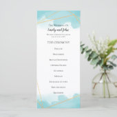 Purist Blauw Waterverf Goud Geometrische Lijn Brui Programmakaart (Staand voorkant)