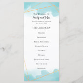 Purist Blauw Waterverf Goud Geometrische Lijn Brui Programmakaart (Voorkant)