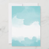 Purist Blue Blauwgroen Waterverven Line Wedding Kaart (Achterkant)