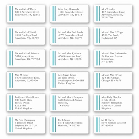 Purist Blue Line Individuele naam Adres Verzending Sticker (Voorkant)