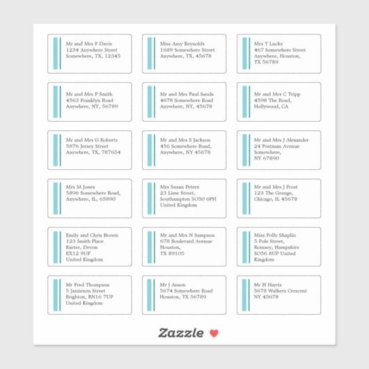Purist Blue Line Individuele naam Adres Verzending Sticker (Vel)