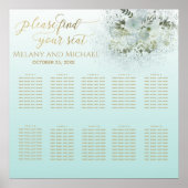 Purist blue ombre romantic floral gold calligraphy poster (Voorkant)