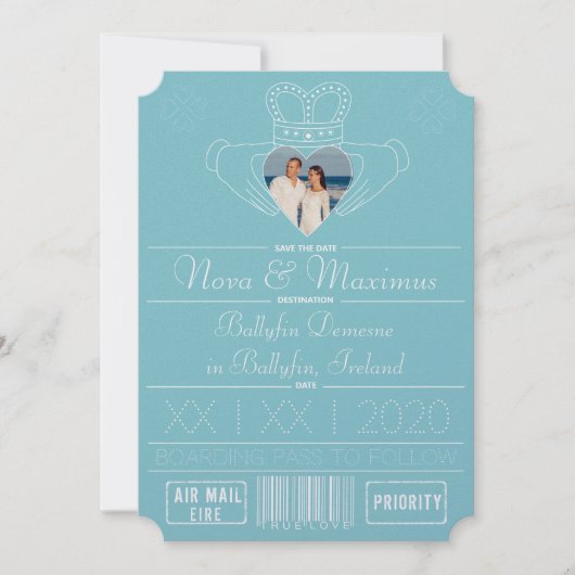 Purist Blue Save the Date Claddagh Foto Lijst (Voorkant)