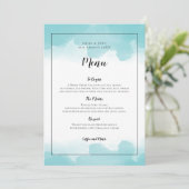 Purist Blue Waterverven Zwart Script Wedding Menu (Staand voorkant)