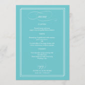 Puristisch Blauw Elegant Trouwmenu Menu (Voorkant)