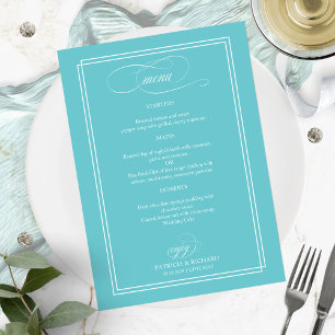 Puristisch Blauw Elegant Trouwmenu Menu